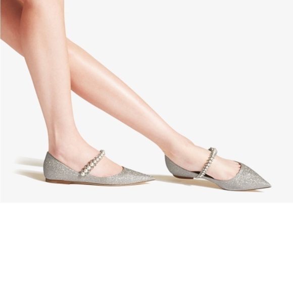 Jimmy Choo Baily Embellished Crystal Pearl Flats - Picture 2 of 8